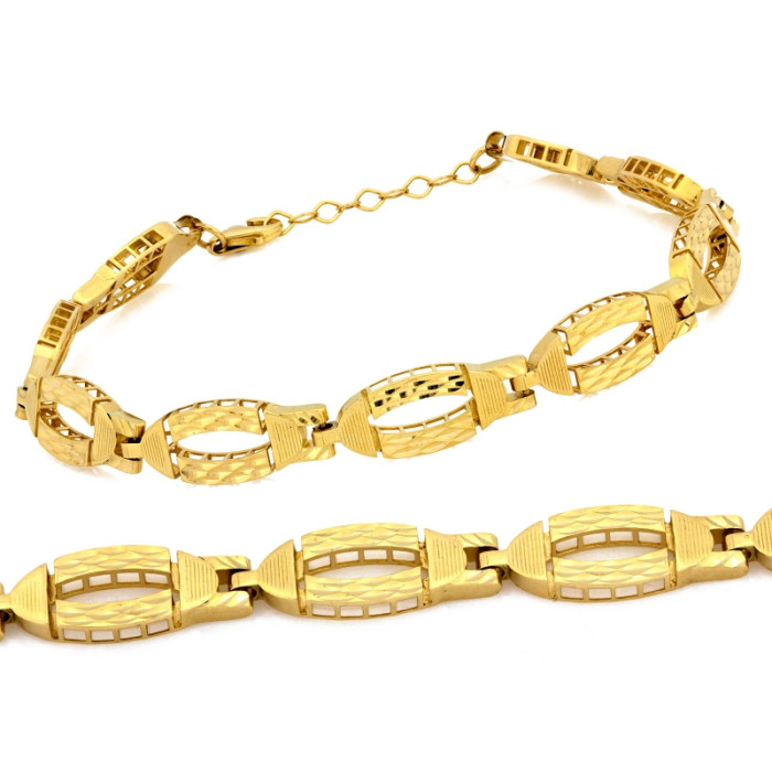Błyszcząca złota bransoletka 585 z owalnych ogniw długość 20cm 14k Błyszcząca złota bransoletka 585 z owalnych ogniw długość 20cm 14k