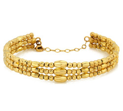Szeroka złota bransoletka 585 sztywna bangle z dekoracyjnymi kulkami 14k