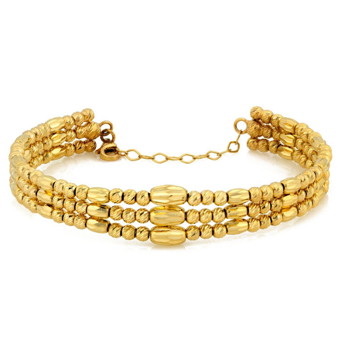 Szeroka złota bransoletka 585 sztywna bangle z dekoracyjnymi kulkami 14k Szeroka złota bransoletka 585 sztywna bangle z dekoracyjnymi kulkami 14k