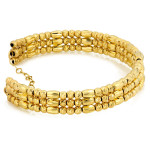 Szeroka złota bransoletka 585 sztywna bangle z dekoracyjnymi kulkami 14k