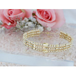 Szeroka złota bransoletka 585 sztywna bangle z dekoracyjnymi kulkami 14k