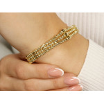 Szeroka złota bransoletka 585 sztywna bangle z dekoracyjnymi kulkami 14k