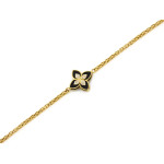 Złota bransoletka 585 modna z czarnym kwiatkiem, długość 22cm (14k)