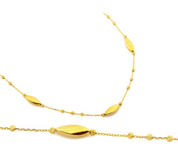Elegancki złoty naszyjnik 585 z dekoracyjnymi błyszczącymi kulkami na łańcuszku 14k