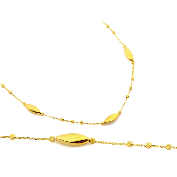Elegancki złoty naszyjnik 585 z dekoracyjnymi błyszczącymi kulkami na łańcuszku 14k Elegancki złoty naszyjnik 585 z dekoracyjnymi błyszczącymi kulkami na łańcuszku 14k
