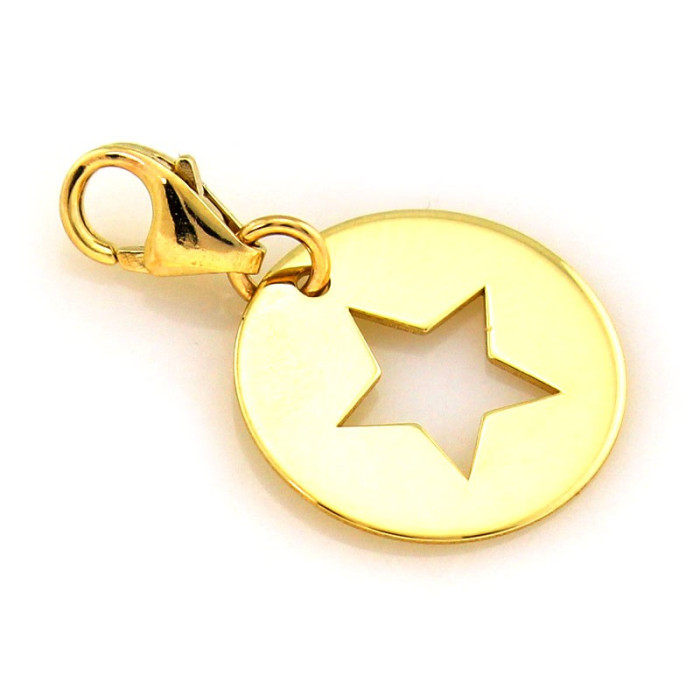 Złoty charms 585 okrągły z gwiazdą zawieszka do bransoletki ozdobna 14k Złoty charms 585 okrągły z gwiazdą zawieszka do bransoletki ozdobna 14k