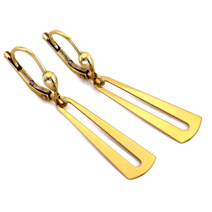 Eleganckie złote kolczyki 585 wiszące na angielskim zapięciu (14k) Eleganckie złote kolczyki 585 wiszące na angielskim zapięciu (14k)