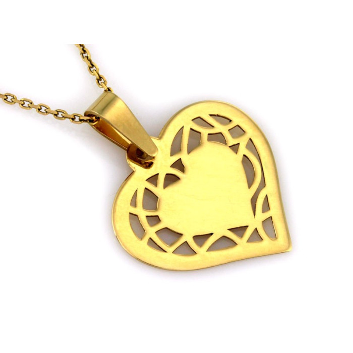 Romantyczna złota zawieszka 585 serce w żółtym złocie (14k) Romantyczna złota zawieszka 585 serce w żółtym złocie (14k)