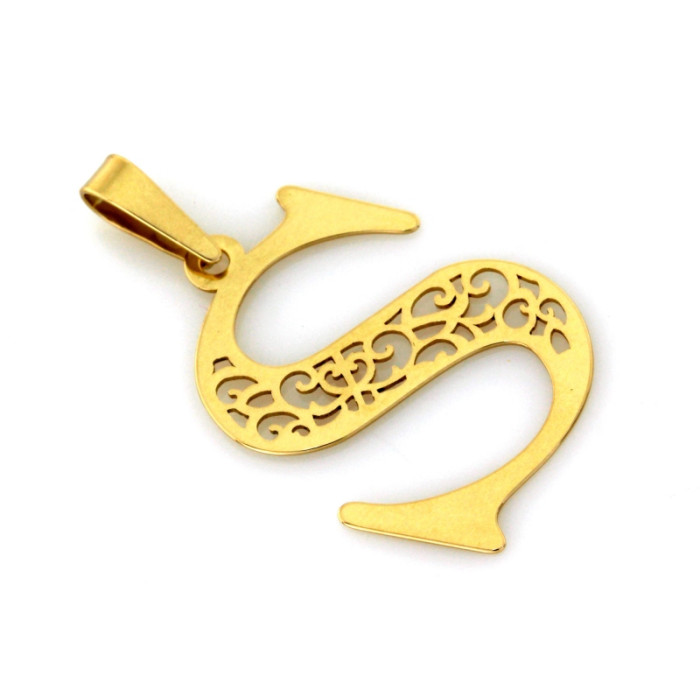 Złota zawieszka 585 literka S ażurowa duża, nowoczesny design (14k) Złota zawieszka 585 literka S ażurowa duża, nowoczesny design (14k)