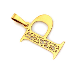 Złota zawieszka 585 literka P z ażurowym zdobieniem personalizowana 14k
