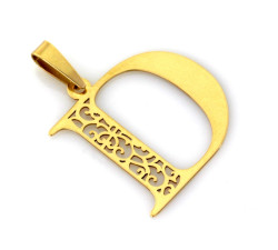 Złota zawieszka 585 z literką D i ażurowym zdobieniem elegancka 14k