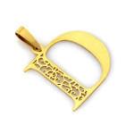 Złota zawieszka 585 z literką D i ażurowym zdobieniem elegancka 14k