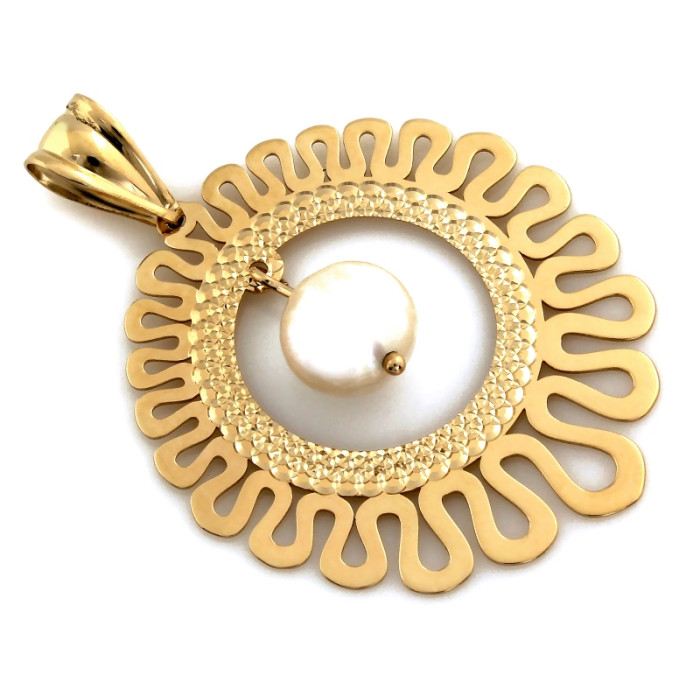 Złota zawieszka 585 duża elegancka z naturalną perłą okrągła wysoka jakość 14k Złota zawieszka 585 duża elegancka z naturalną perłą okrągła wysoka jakość 14k
