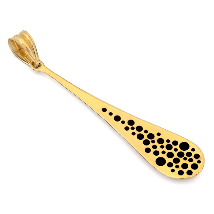 Unikalna złota zawieszka 585 sztywna długa z czarną emalią elegancka 14k Unikalna złota zawieszka 585 sztywna długa z czarną emalią elegancka 14k