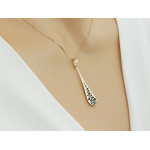 Unikalna złota zawieszka 585 sztywna długa z czarną emalią elegancka 14k