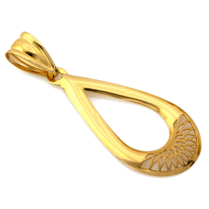 Złota długa zawieszka 585 w kształcie kropli nowoczesna błyszcząca 14k Złota długa zawieszka 585 w kształcie kropli nowoczesna błyszcząca 14k