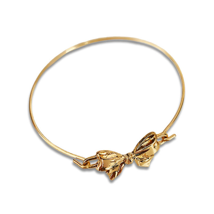 Bransoletka bangle z kokardką gładka elegancka na prezent Bransoletka bangle z kokardką gładka elegancka na prezent
