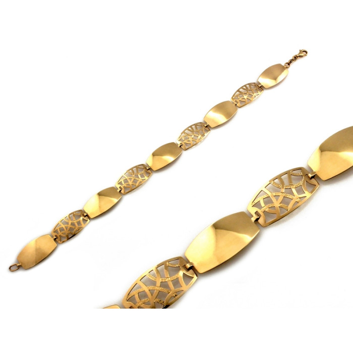 Nowoczesna złota bransoletka 585 z prostokątnych elementów 18-20cm 14k Nowoczesna złota bransoletka 585 z prostokątnych elementów 18-20cm 14k