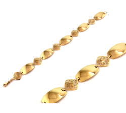 Luksusowa złota bransoletka 585 z dużych ażurowych elementów długość 18cm 14k