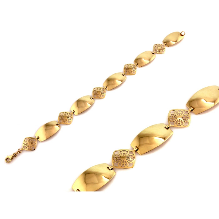 Luksusowa złota bransoletka 585 z dużych ażurowych elementów długość 18cm 14k Luksusowa złota bransoletka 585 z dużych ażurowych elementów długość 18cm 14k