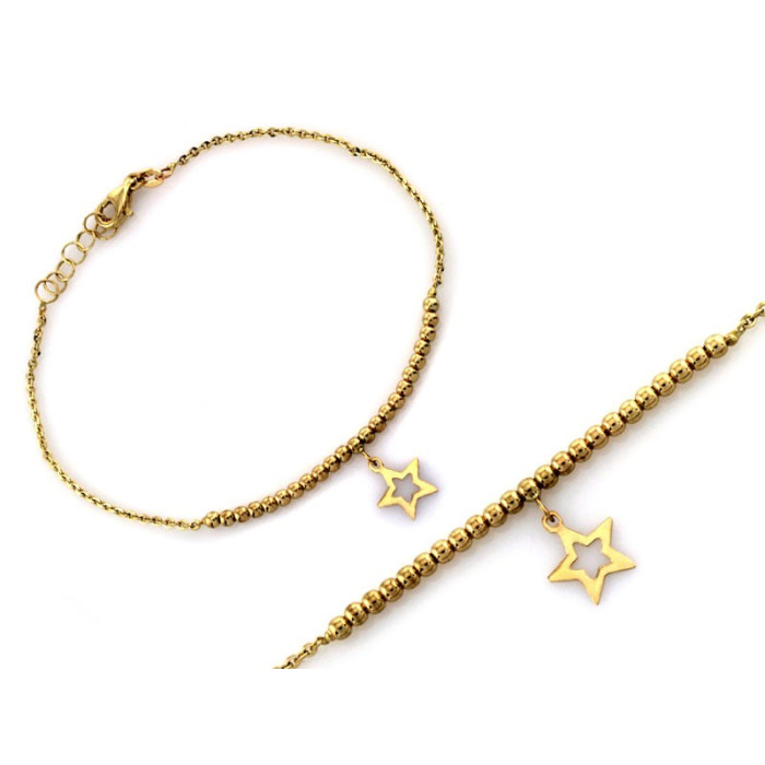 Złota bransoletka 585 z kulkami i gwiazdką elegancka długość 19cm 14k Złota bransoletka 585 z kulkami i gwiazdką elegancka długość 19cm 14k