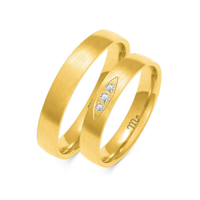 Obrączka ślubna złota 585 z diamentami Obrączka ślubna złota 585 z diamentami