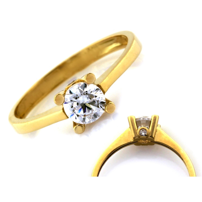 Elegancki złoty pierścionek zaręczynowy 375 z błyszczącą cyrkonią 9k Elegancki złoty pierścionek zaręczynowy 375 z błyszczącą cyrkonią 9k