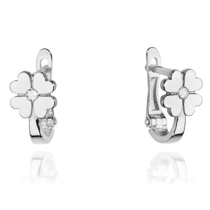 Złote kolczyki 585 delikatne koniczynki diamenty 0,95 g Złote kolczyki 585 delikatne koniczynki diamenty 0,95 g