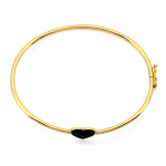 Złota bransoletka 585 sztywna z czarnym emaliowanym sercem 17cm 14k