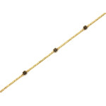 Elegancka złota bransoletka 585 z błyszczących kulek i czarnych cyrkonii 19cm 14k s