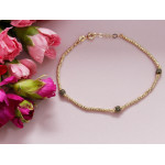 Elegancka złota bransoletka 585 z błyszczących kulek i czarnych cyrkonii 19cm 14k s