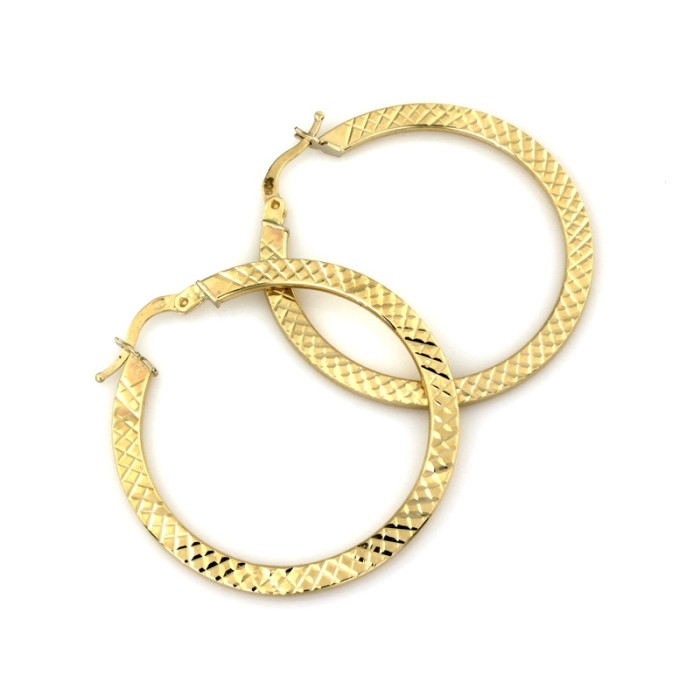 Klasyczne złote kolczyki 585 płaskie koła średnica 32mm angielskie 14k Klasyczne złote kolczyki 585 płaskie koła średnica 32mm angielskie 14k