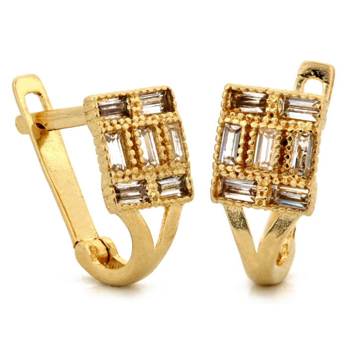 Eleganckie złote kolczyki 585 z drobnymi cyrkoniami w angielskim stylu delikatne 14k Eleganckie złote kolczyki 585 z drobnymi cyrkoniami w angielskim stylu delikatne 14k