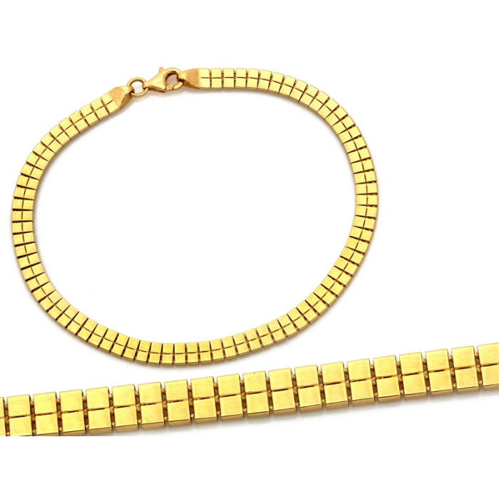 Ekskluzywna złota bransoletka 585 taśmowa z kwadratowym wzorem 19cm 14k Ekskluzywna złota bransoletka 585 taśmowa z kwadratowym wzorem 19cm 14k