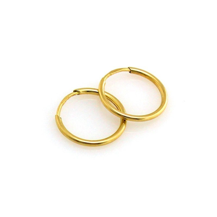 Minimalistyczne złote kolczyki 585 kółeczka 13mm na szarnirach 14k s Minimalistyczne złote kolczyki 585 kółeczka 13mm na szarnirach 14k s