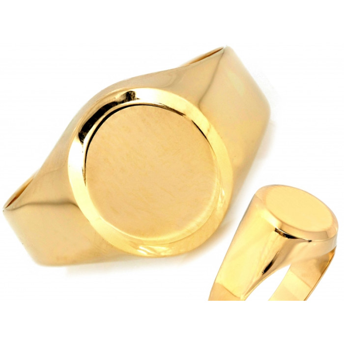 Klasyczny złoty sygnet 585 gładki okrągły uniwersalny unisex 14k Klasyczny złoty sygnet 585 gładki okrągły uniwersalny unisex 14k