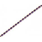 Złota bransoletka 585 z fioletowymi owalnymi cyrkoniami długość 19cm 14k