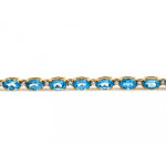Ekskluzywna złota bransoletka 585 z owalnymi niebieskimi kamieniami 19cm 14k