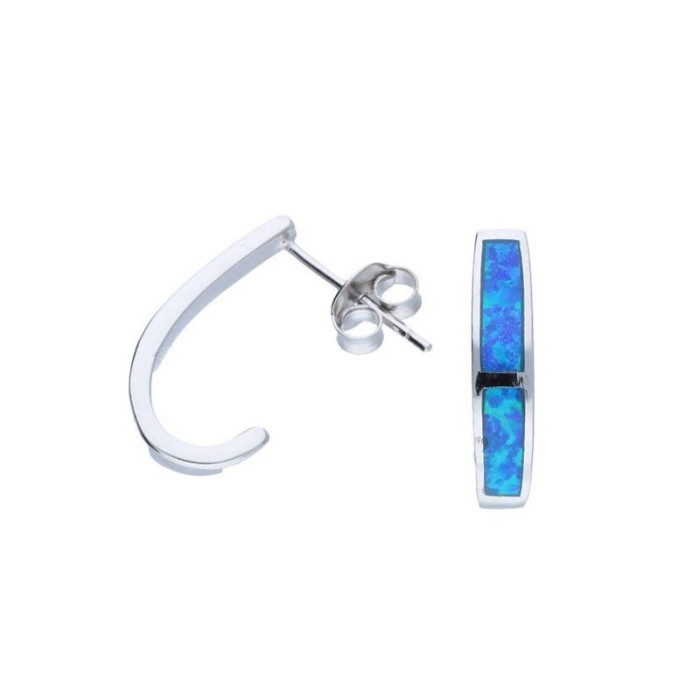 Srebrne kolczyki 925 sztyft Niebieski opal 1,96g Srebrne kolczyki 925 sztyft Niebieski opal 1,96g