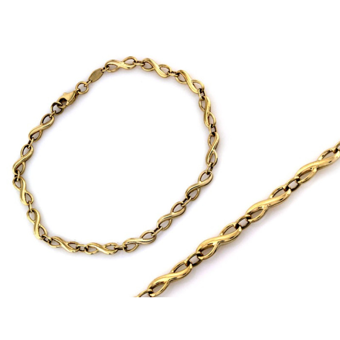 Modna złota bransoletka 375 motyw nieskończoności z żółtego złota 19cm 9k Modna złota bransoletka 375 motyw nieskończoności z żółtego złota 19cm 9k