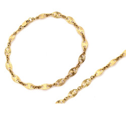 Złota bransoletka 375 z owalnych frezowanych elementów, długość 19cm 9k