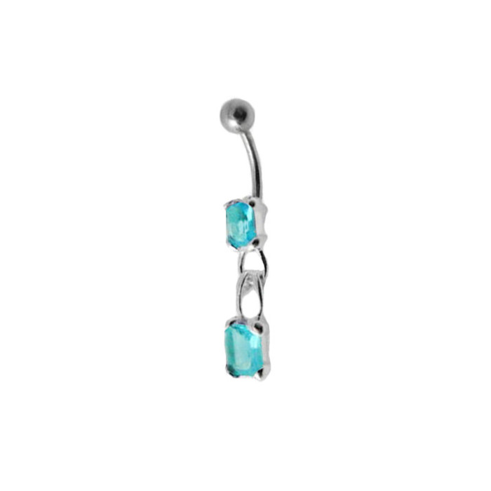 Srebrny kolczyk do pępka 925 wiszące aqua 2,80g Srebrny kolczyk do pępka 925 wiszące aqua 2,80g