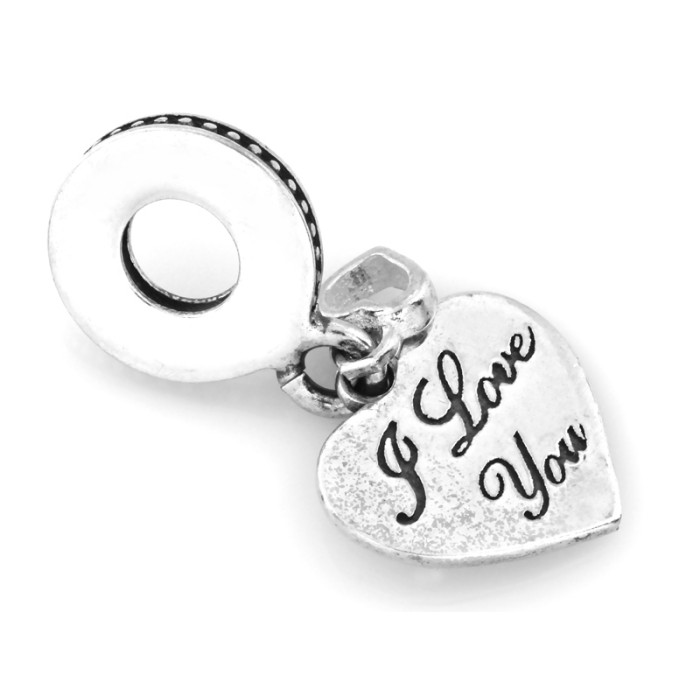 Romantyczna srebrna zawieszka 925 charms z motywem serca Romantyczna srebrna zawieszka 925 charms z motywem serca