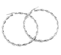 Efektowne srebrne kolczyki 925 duże skręcane koła średnica 58mm