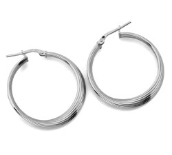 Modne srebrne kolczyki 925 koła z angielskim zapięciem średnica 34mm