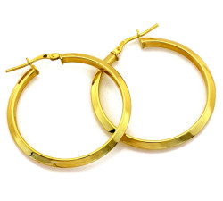 Modne srebrne kolczyki 925 pozłacane koła o średnicy 38mm błyszczące