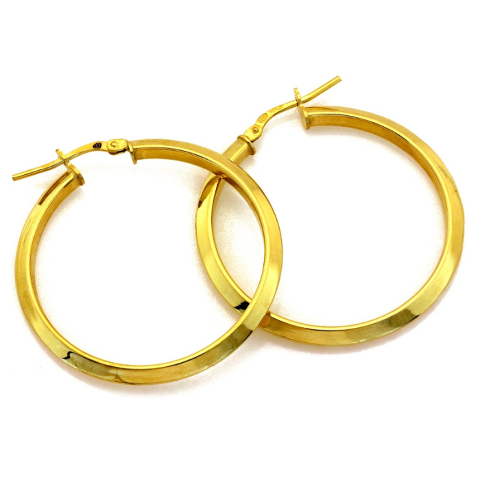 Modne srebrne kolczyki 925 pozłacane koła o średnicy 38mm błyszczące Modne srebrne kolczyki 925 pozłacane koła o średnicy 38mm błyszczące