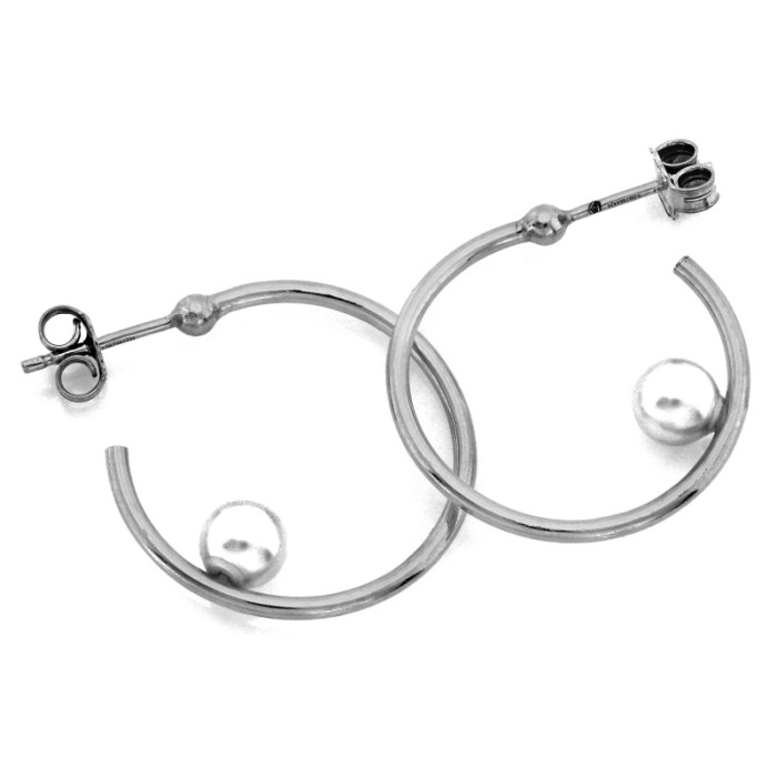 Srebrne kolczyki 925 koła eleganckie z perłą klasyczne minimalistyczne błyszczące Srebrne kolczyki 925 koła eleganckie z perłą klasyczne minimalistyczne błyszczące