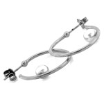 Srebrne kolczyki 925 koła eleganckie z perłą klasyczne minimalistyczne błyszczące