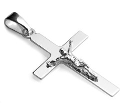 Tradycyjny srebrny krzyżyk 925 z Jezusem zawieszka wisiorek religijny